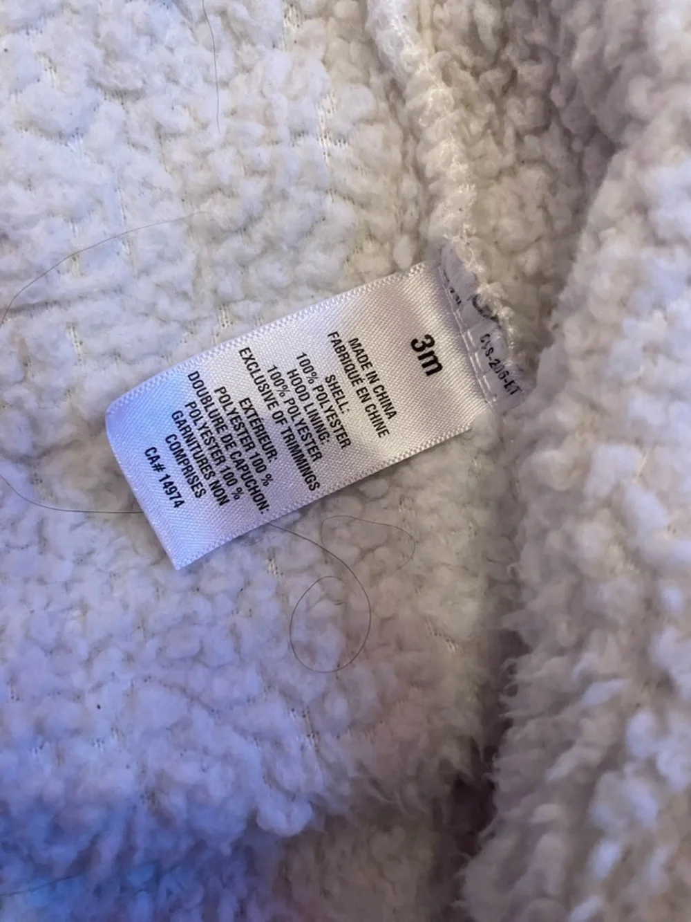 Carter's Cream Sherpa Hooded Footed One-Piece with Striped Lining - Picture 9 of 9